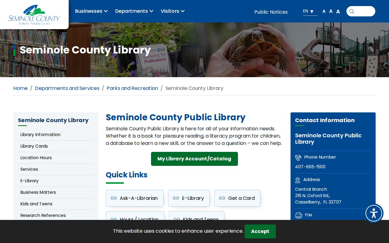 Seminole County Library system page for Winter Springs historical directory help