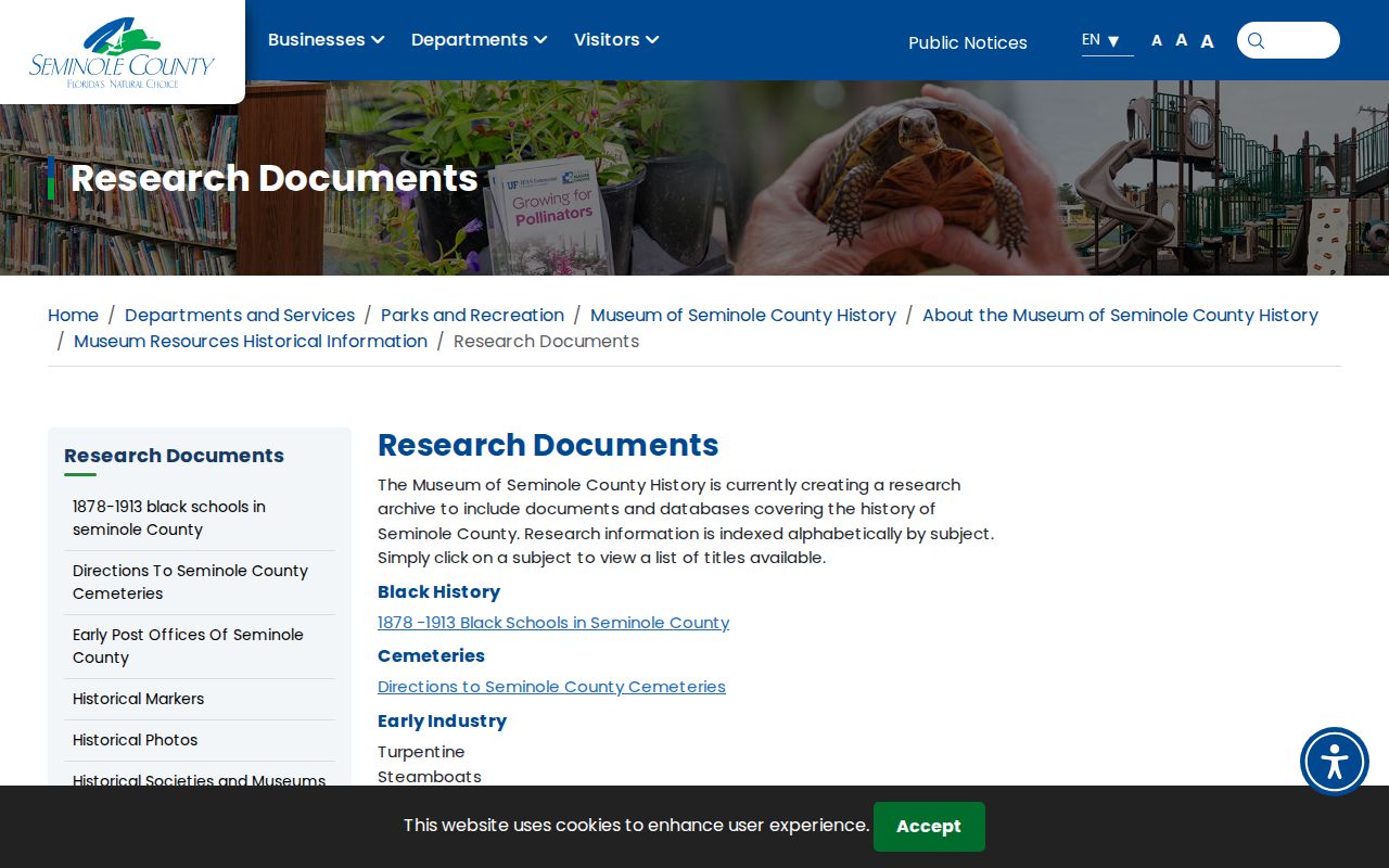 Museum of Seminole County History research archive for Winter Springs directory sources