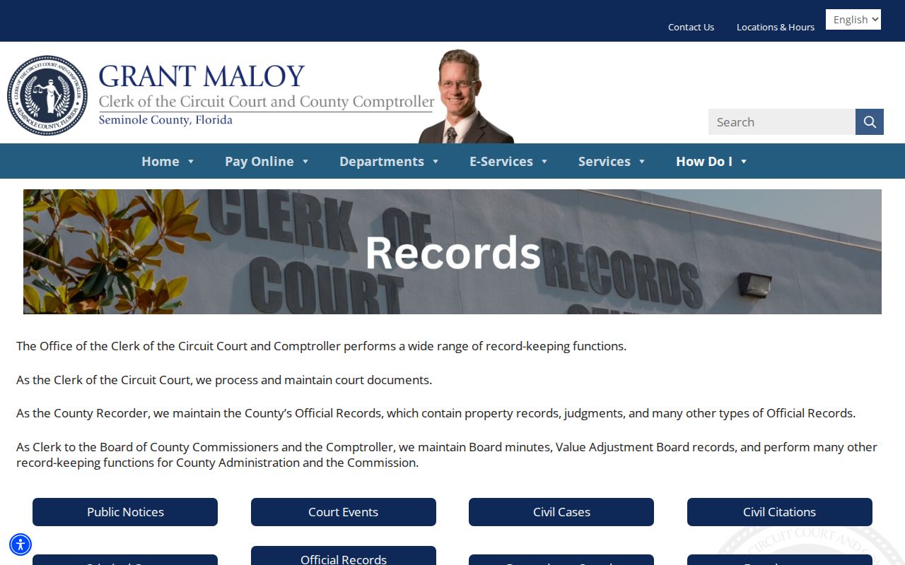 Seminole County civil and criminal court case search choices