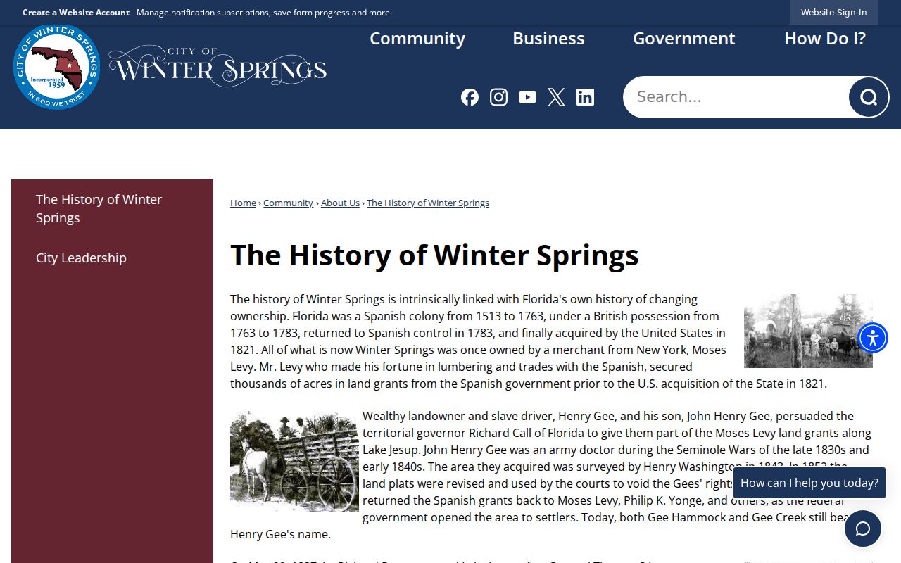 Winter Springs history source explaining the former North Orlando name